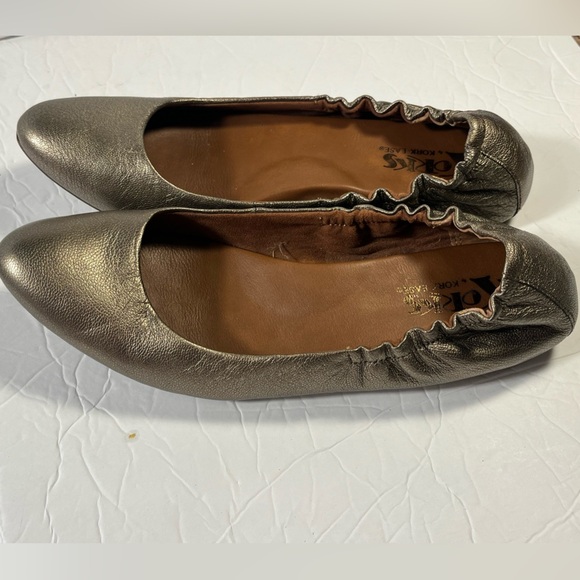 Korks by Kork Ease leather Julie gold/brass ballet flats shoe comfort 38.5/7.5 - Picture 1 of 8